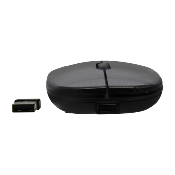 Mouse inalámbrico Silencioso Wireless 1600dpi 3-botones, 2.4GHZ + Bluetooth 5.0, Bateria 500mAh, USB-C, color Negro,XUE®