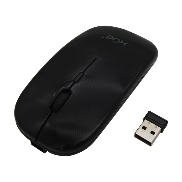 Mouse inalámbrico Silencioso Wireless 1600dpi 3-botones, 2.4GHZ + Bluetooth 5.0, Bateria 500mAh, USB-C, color Negro,XUE®