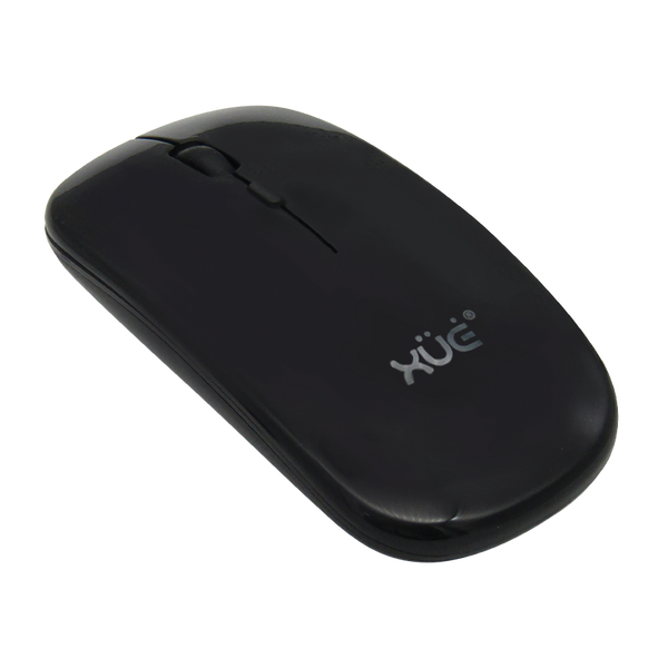 Mouse inalámbrico Silencioso Wireless 1600dpi 3-botones, 2.4GHZ + Bluetooth 5.0, Bateria 500mAh, USB-C, color Negro,XUE®