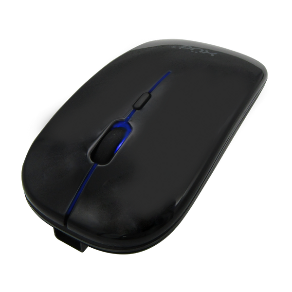 Mouse inalámbrico Silencioso Wireless 1600dpi 3-botones, 2.4GHZ + Bluetooth 5.0, Bateria 500mAh, USB-C, color Negro,XUE®