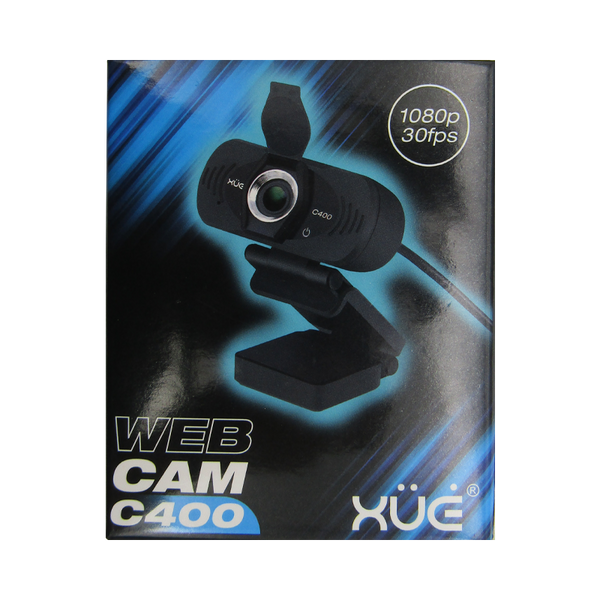 Cámara Webcam USB 2.0 HD 1080P 1920x1080, Mic Digital, color Negro XUE® C400