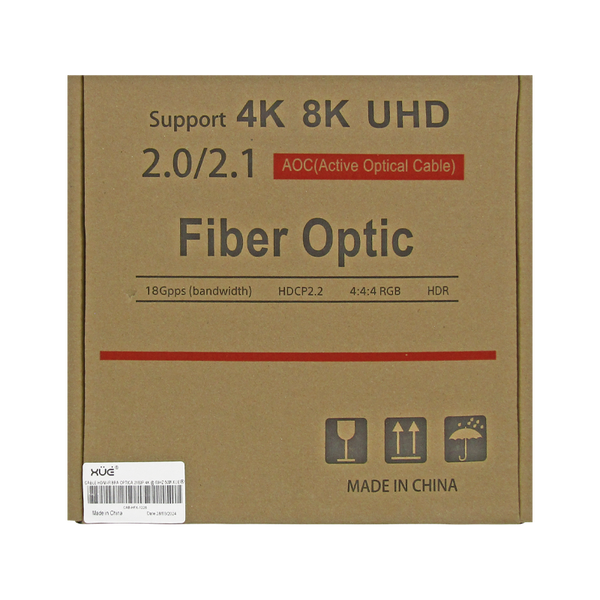 Cable HDMI-FIBRA Optica 2.0 2160P 4K @ 60HZ 50M Macho a Macho Negro XUE®