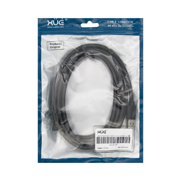 Cable Extensor USB 3.0 2M 5GBPS 26/30AWG (NEGRO) XUE®