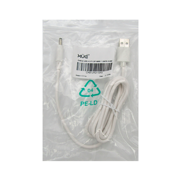 Cable USB-A A 3.5*1.35*10MM 1.2M BLANCO XUE®