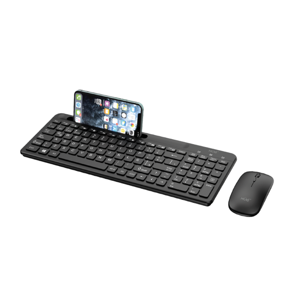 Combo Teclado Externo Wireless  Compacto LATAM + Mouse 1600DPI, 2.4GHZ + BT 5.0, Batería 500MAH, USB-C, Color Negro, W1500 XUE®